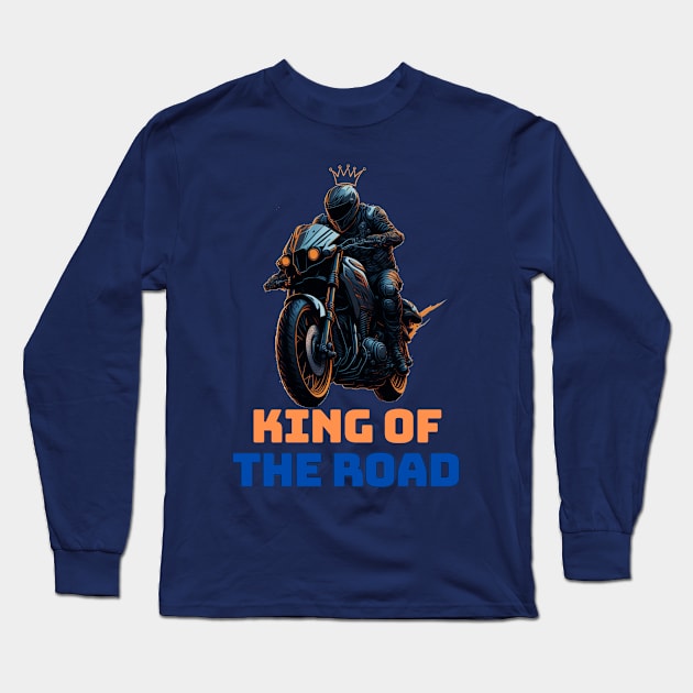 king of the road - motorcycle biker Long Sleeve T-Shirt by Octagon